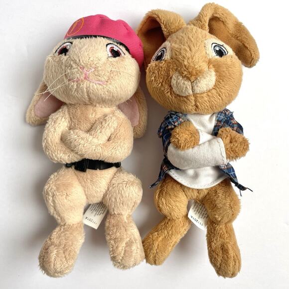 Hop The Movie Lot of 2 Mini Plush Bunny Rabbit 6" Boy Pink Beret Stuffed Animal - Picture 1 of 9